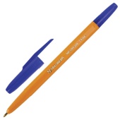 Ручка шарик BRAUBERG Carina Orange, корпус оранж, узел 1мм, линия 0,35мм, синяя (50шт/уп)