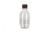 Бутылка 250мл, узкое горло, без пробки, прозрачная (200шт/уп)