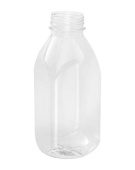 Бутылка 500мл, квадратная, без пробки, широк.горло 38мм, прозрачная, 100шт/упак